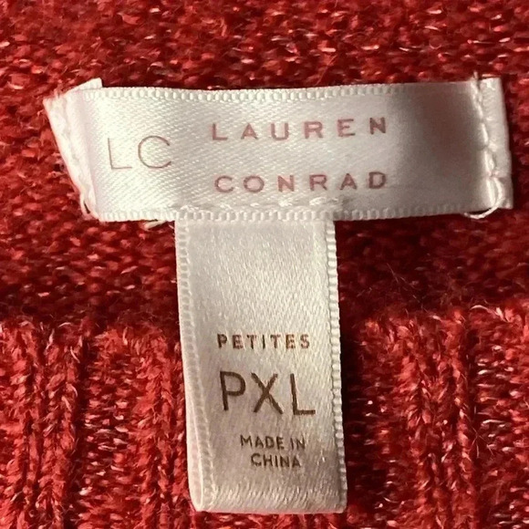 LAUREN CONRAD WO SIZE XL PETITE  SOFT ROSE RED METALLIC THREAD SWEATER PENGUIN - Picture 5 of 12